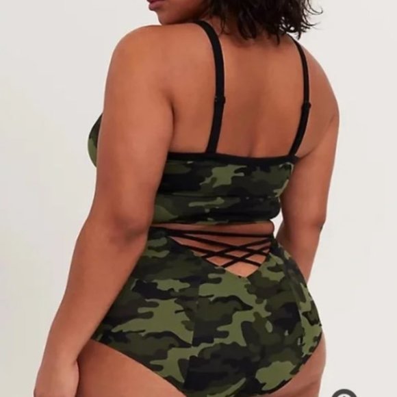 Torrid NWT Camo Lattice bikini Top 3 & High waisted bottoms 4 - set - Picture 2 of 12